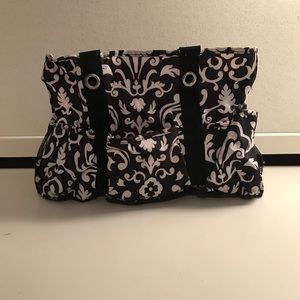 Thirty-One Black and White Floral Utility Tote